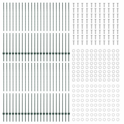 Palo della recinzione 44 pcs Verde 200 cm Acciaio