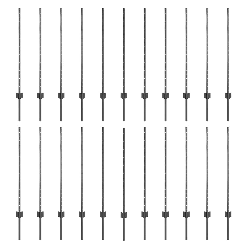 Palo della recinzione 22 pcs Grigio 140 cm Acciaio