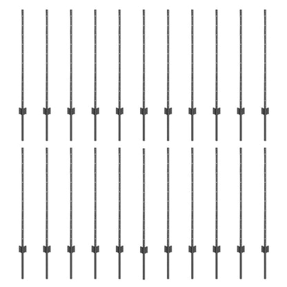 Palo della recinzione 22 pcs Grigio 140 cm Acciaio