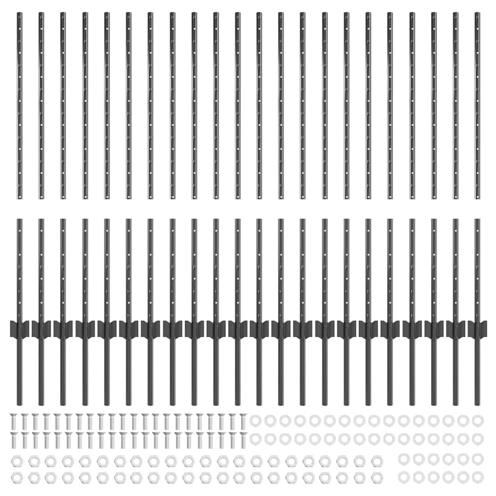 Palo della recinzione 22 pcs Grigio 140 cm Acciaio