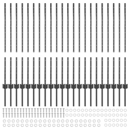 Palo della recinzione 22 pcs Grigio 140 cm Acciaio