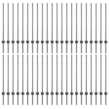 Palo della recinzione 44 pcs Grigio 140 cm Acciaio