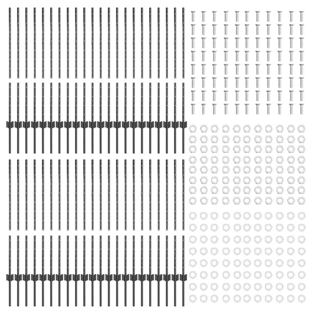Palo della recinzione 44 pcs Grigio 140 cm Acciaio