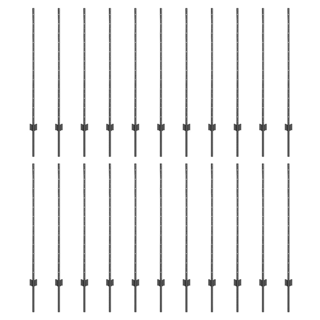 Palo della recinzione 22 pcs Grigio 160 cm Acciaio