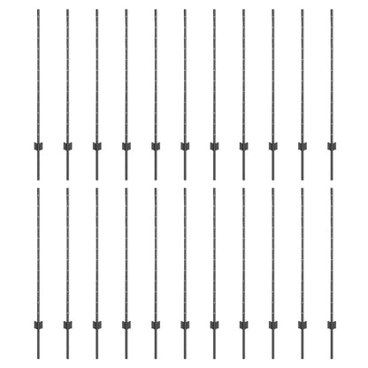Palo della recinzione 22 pcs Grigio 160 cm Acciaio