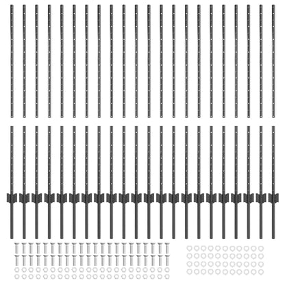 Palo della recinzione 22 pcs Grigio 160 cm Acciaio