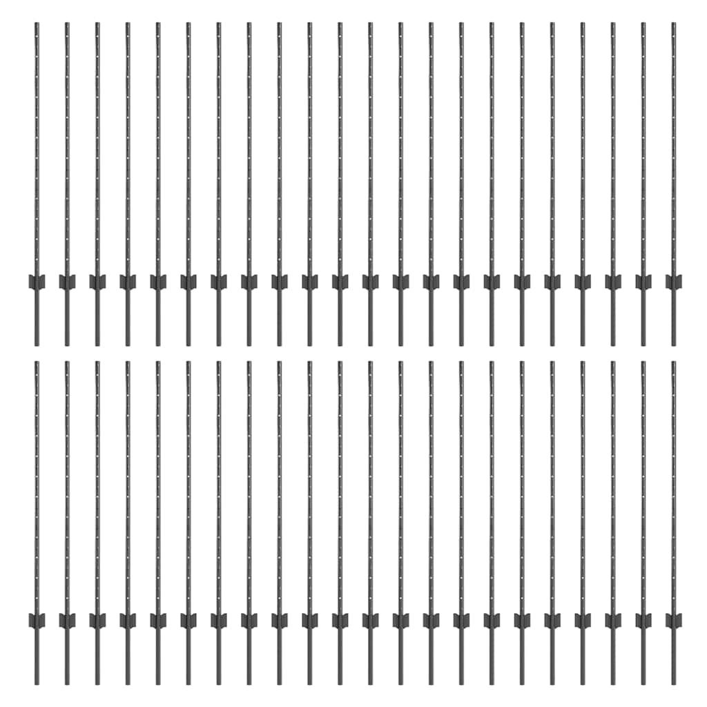 Palo della recinzione 44 pcs Grigio 160 cm Acciaio