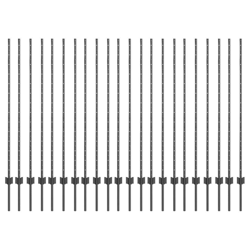 Palo della recinzione 22 pcs Grigio 180 cm Acciaio
