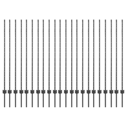 Palo della recinzione 22 pcs Grigio 180 cm Acciaio