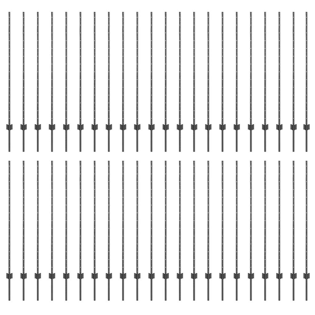 Palo della recinzione 44 pcs Grigio 180 cm Acciaio