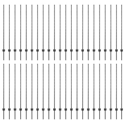 Palo della recinzione 44 pcs Grigio 180 cm Acciaio
