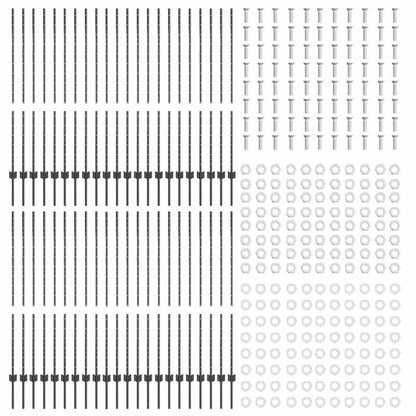 Palo della recinzione 44 pcs Grigio 180 cm Acciaio