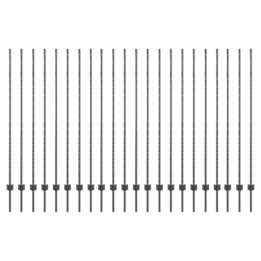 Palo della recinzione 22 pcs Grigio 200 cm Acciaio