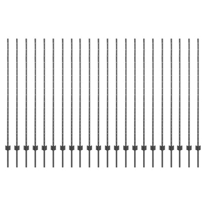 Palo della recinzione 22 pcs Grigio 200 cm Acciaio