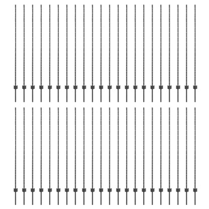 Palo della recinzione 44 pcs Grigio 200 cm Acciaio