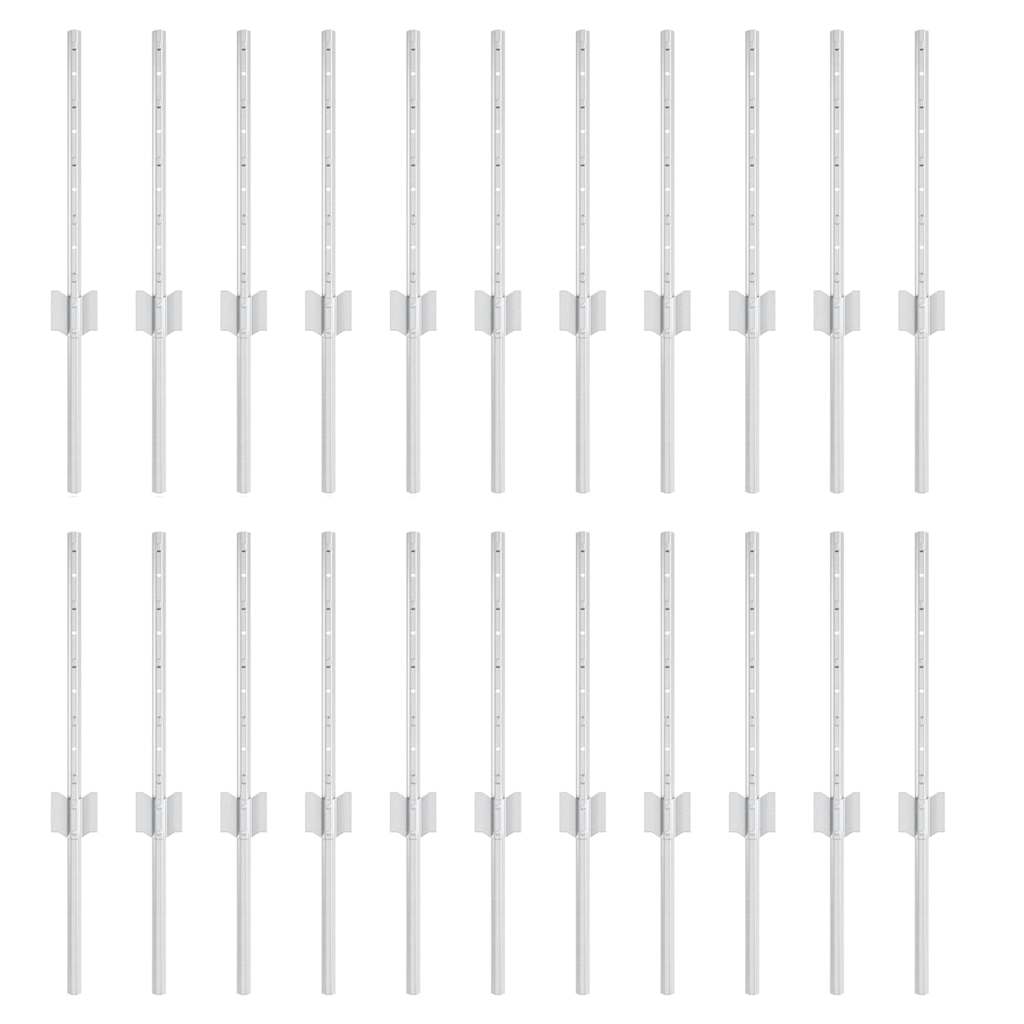 Palo della recinzione 22 pcs Argento 80 cm Acciaio