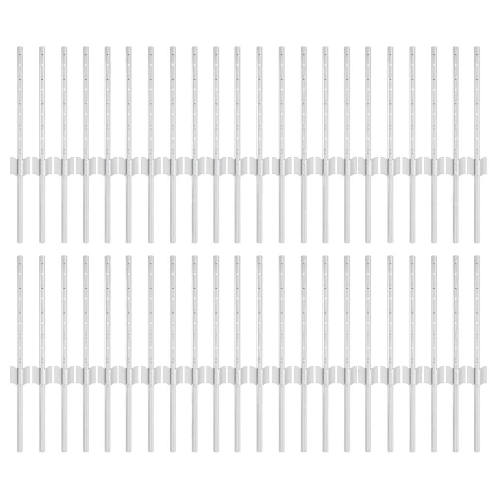 Palo della recinzione 44 pcs Argento 80 cm Acciaio