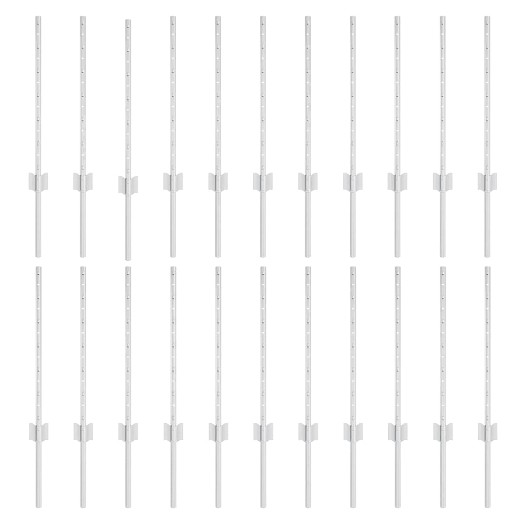 Palo della recinzione 22 pcs Argento 100 cm Acciaio