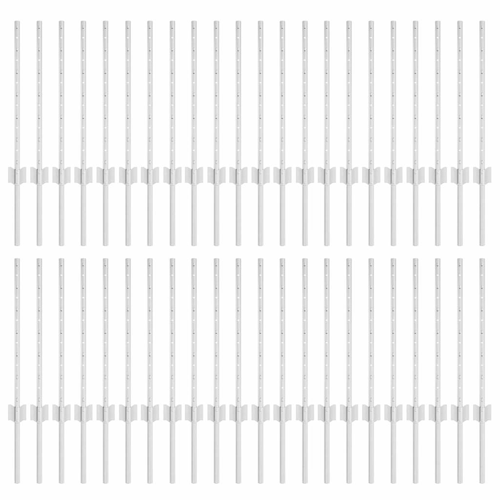 Palo della recinzione 44 pcs Argento 100 cm Acciaio