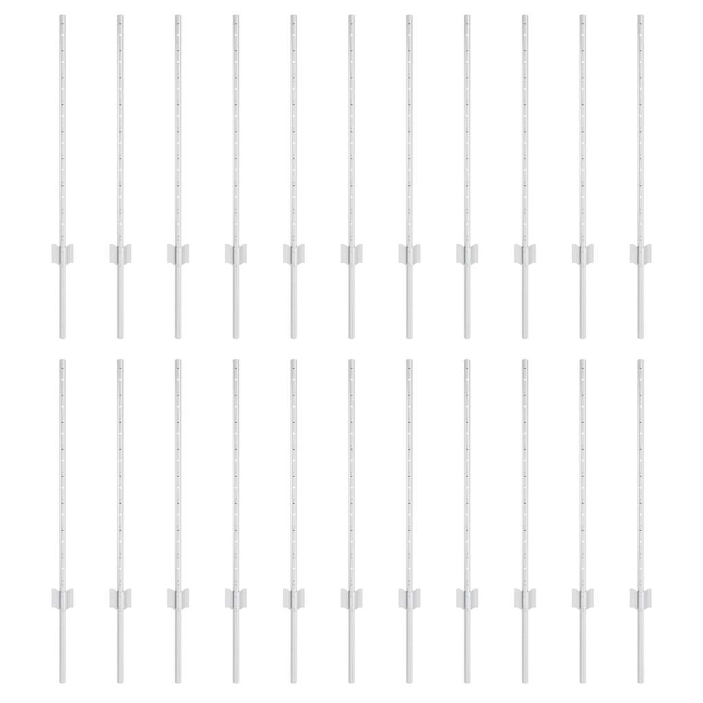 Palo della recinzione 22 pcs Argento 120 cm Acciaio