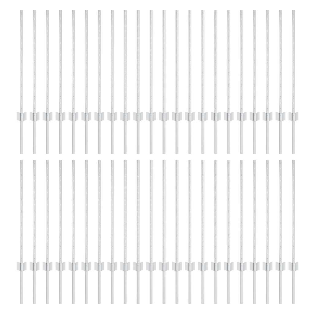 Palo della recinzione 44 pcs Argento 120 cm Acciaio