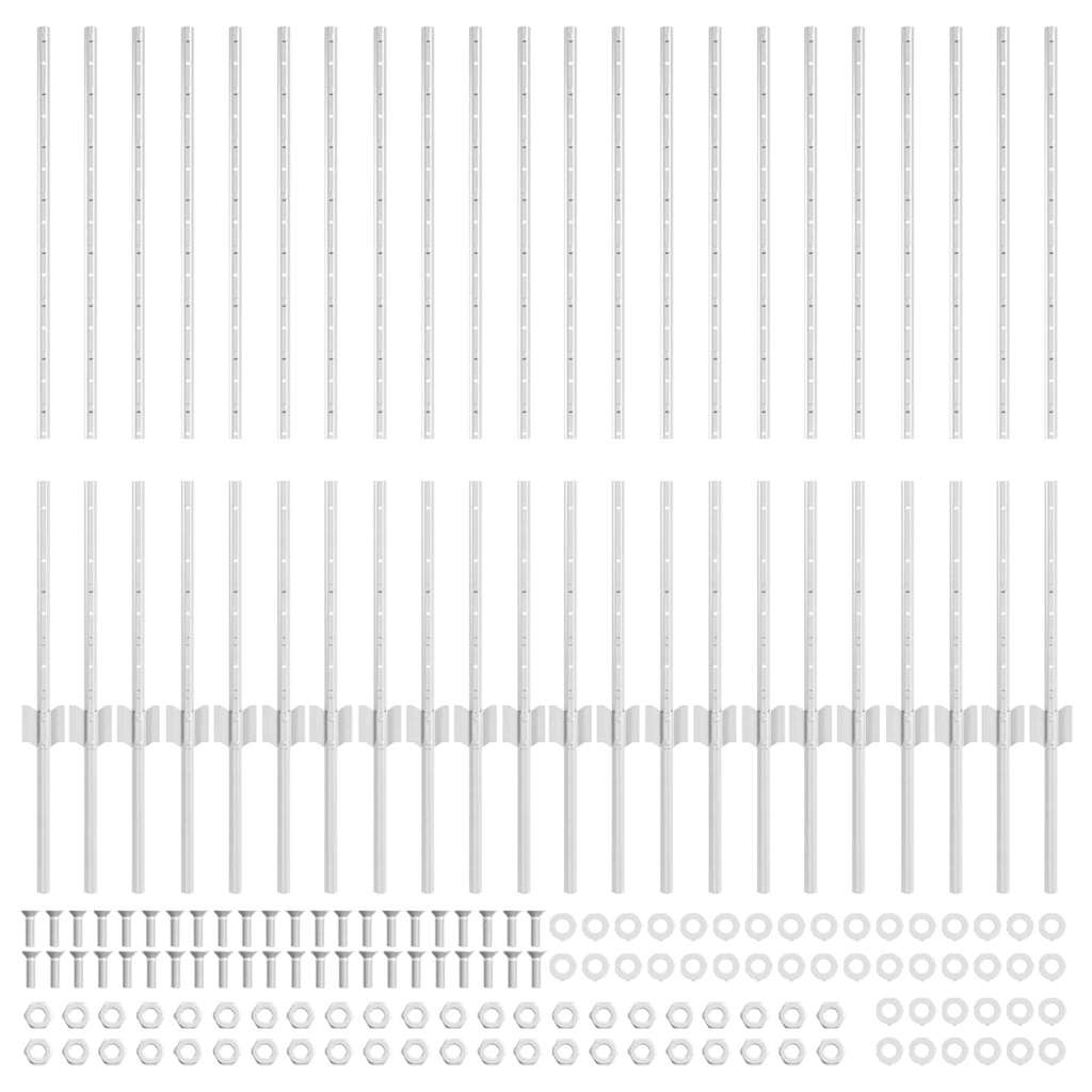 Palo della recinzione 22 pcs Argento 140 cm Acciaio