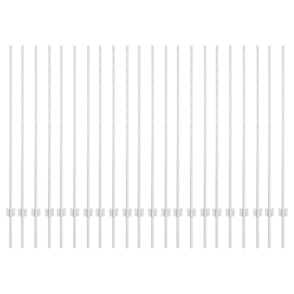 Palo della recinzione 22 pcs Argento 180 cm Acciaio