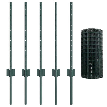Recinzione con Posto Verde 0,6 x 10 m Acciaio e PVC
