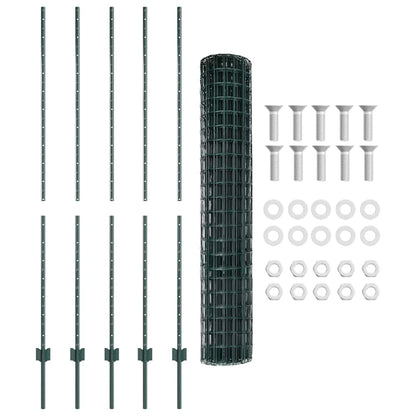 Recinzione con Posto Verde 1,6 x 10 m Acciaio e PVC