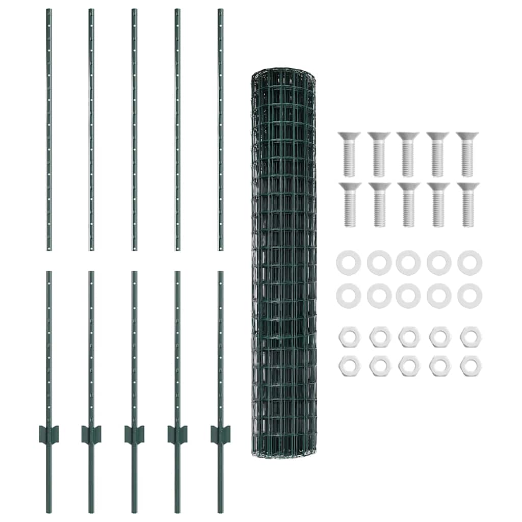Recinzione con Posto Verde 1,4 x 10 m Acciaio e PVC