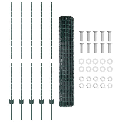 Recinzione con Posto Verde 1,4 x 10 m Acciaio e PVC