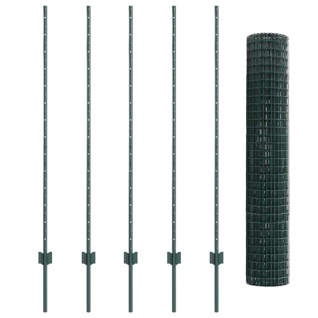 Recinzione con Posto Verde 1,4 x 10 m Acciaio e PVC
