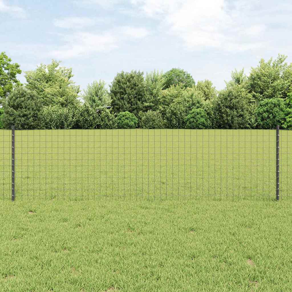 Recinzione con Posto Grigio 0,6 x 10 m Acciaio e PVC