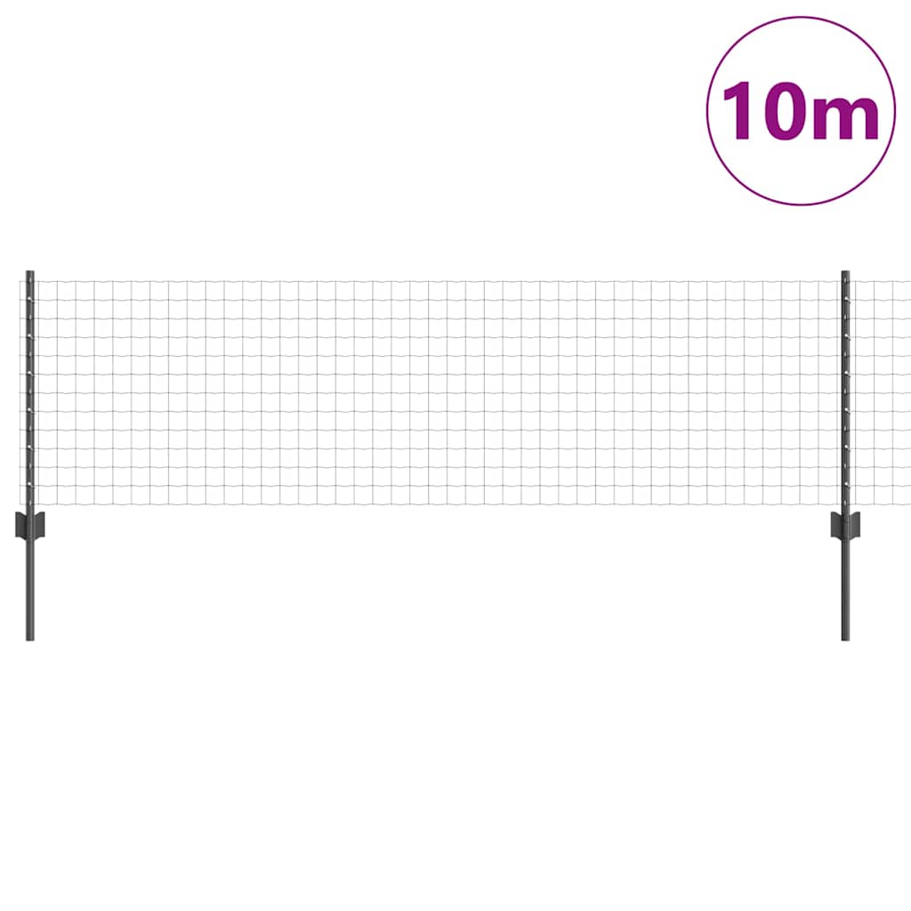 Recinzione con Posto Grigio 0,6 x 10 m Acciaio e PVC