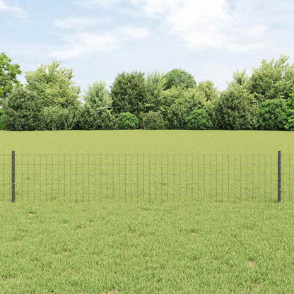 Recinzione con Posto Grigio 0,4 x 10 m Acciaio e PVC
