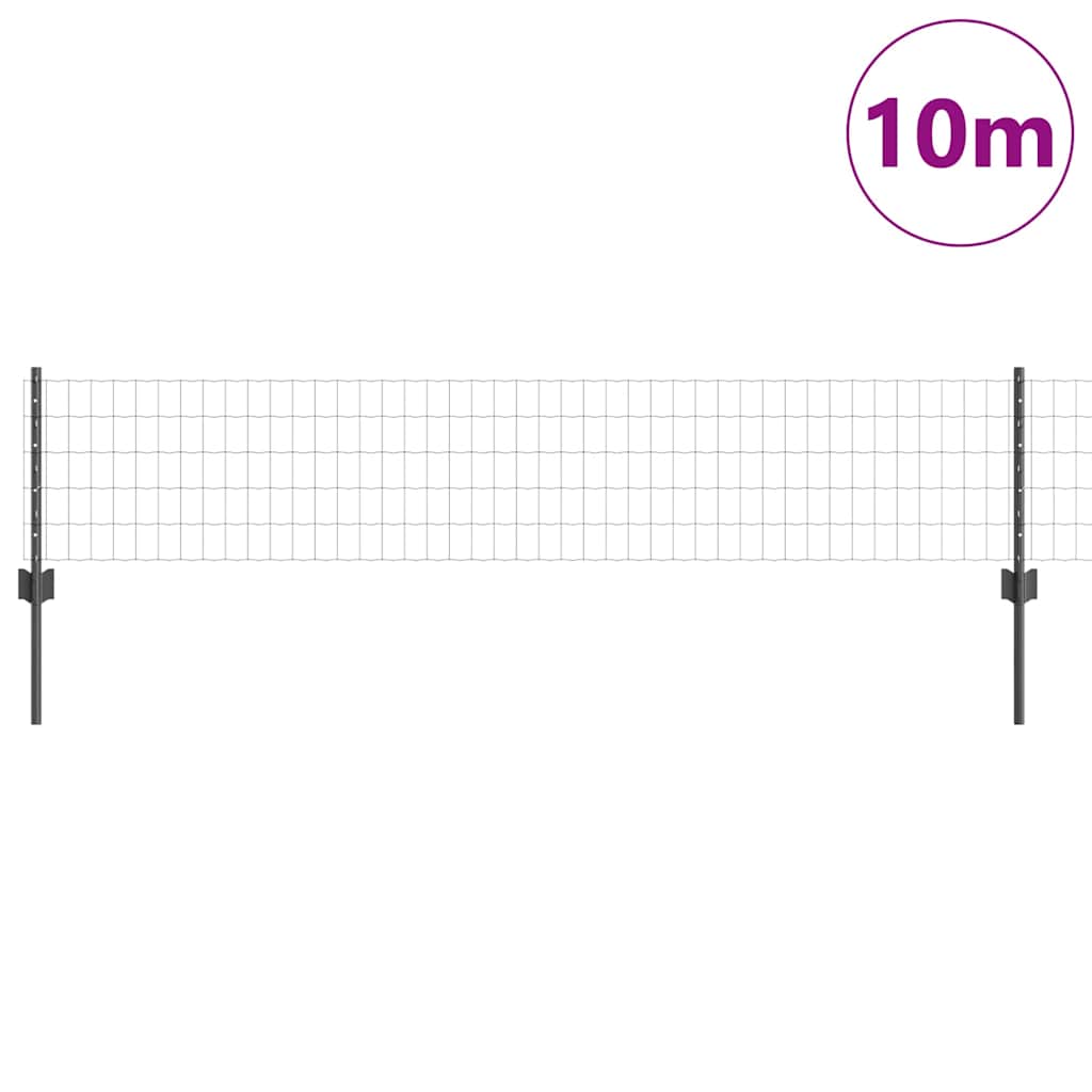 Recinzione con Posto Grigio 0,4 x 10 m Acciaio e PVC