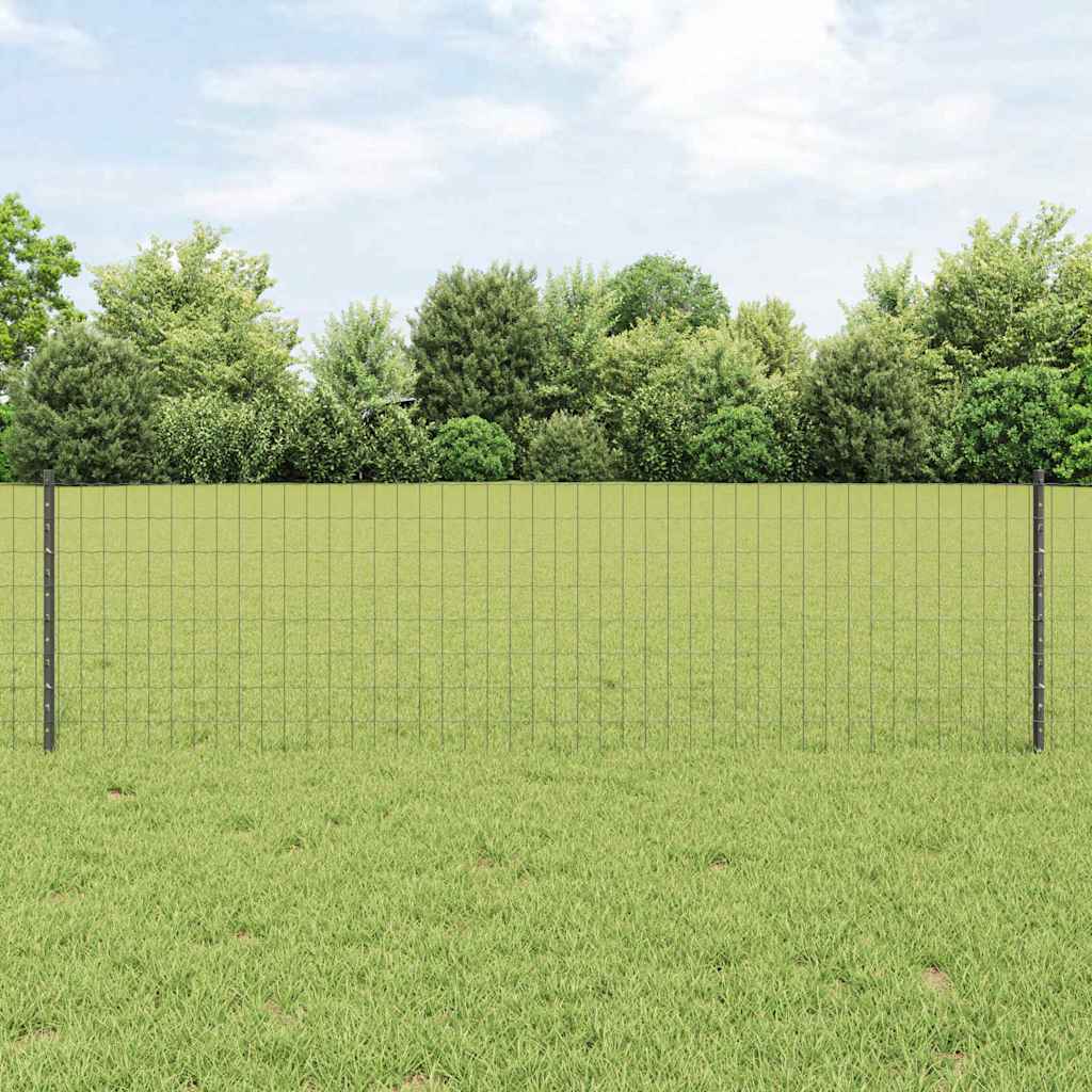 Recinzione con Posto Grigio 0,6 x 10 m Acciaio e PVC