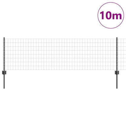 Recinzione con Posto Grigio 0,6 x 10 m Acciaio e PVC