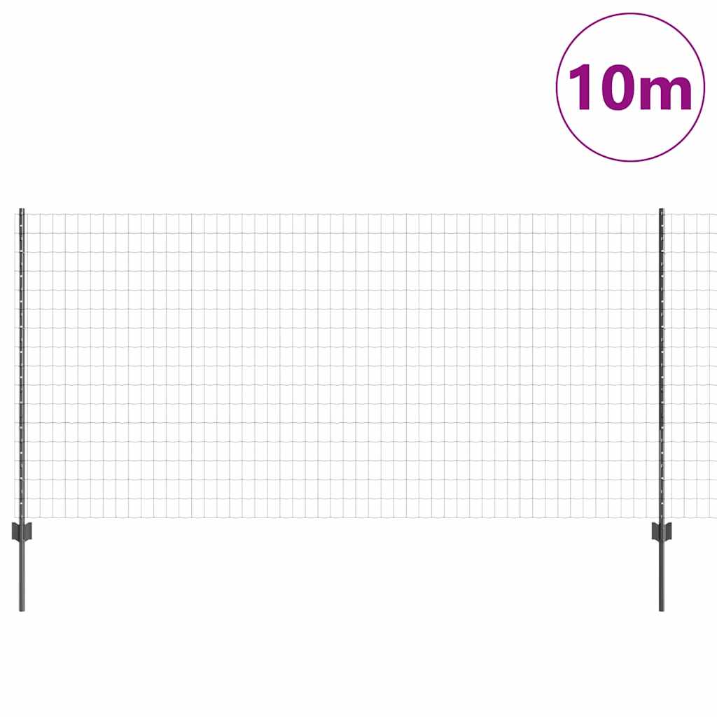 Recinzione con Posto Grigio 1,2 x 10 m Acciaio e PVC