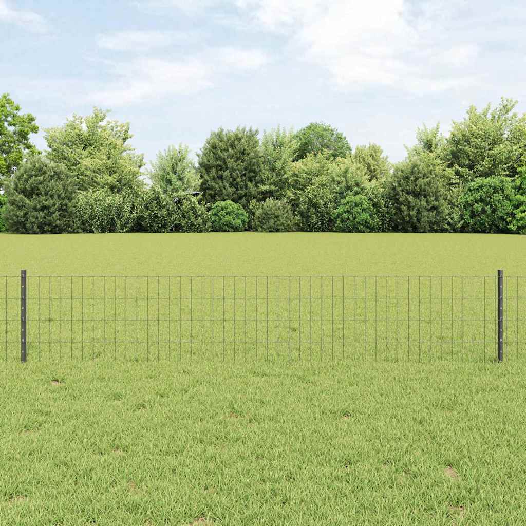 Recinzione con Posto Grigio 0,4 x 10 m Acciaio e PVC