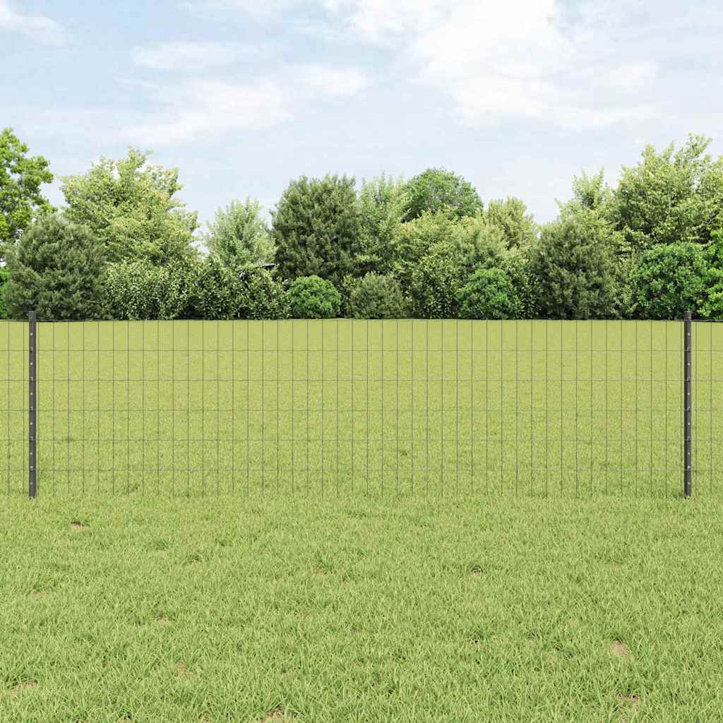 Recinzione con Posto Grigio 0,6 x 10 m Acciaio e PVC