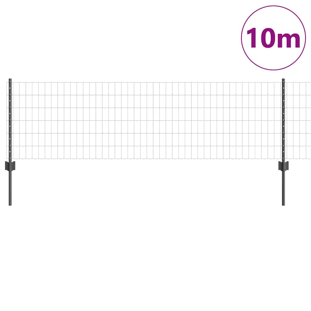 Recinzione con Posto Grigio 0,6 x 10 m Acciaio e PVC