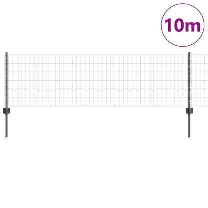 Recinzione con Posto Grigio 0,6 x 10 m Acciaio e PVC