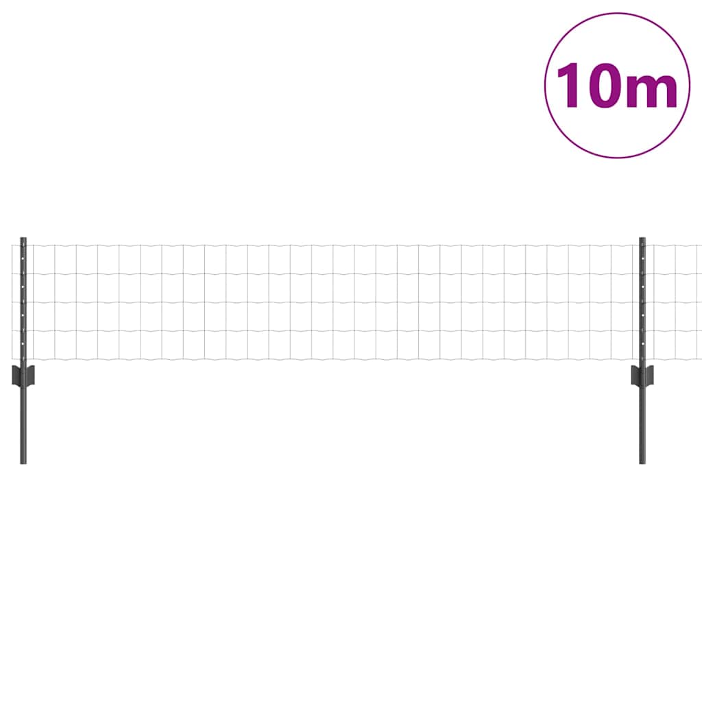 Recinzione con Posto Grigio 0,4 x 10 m Acciaio e PVC