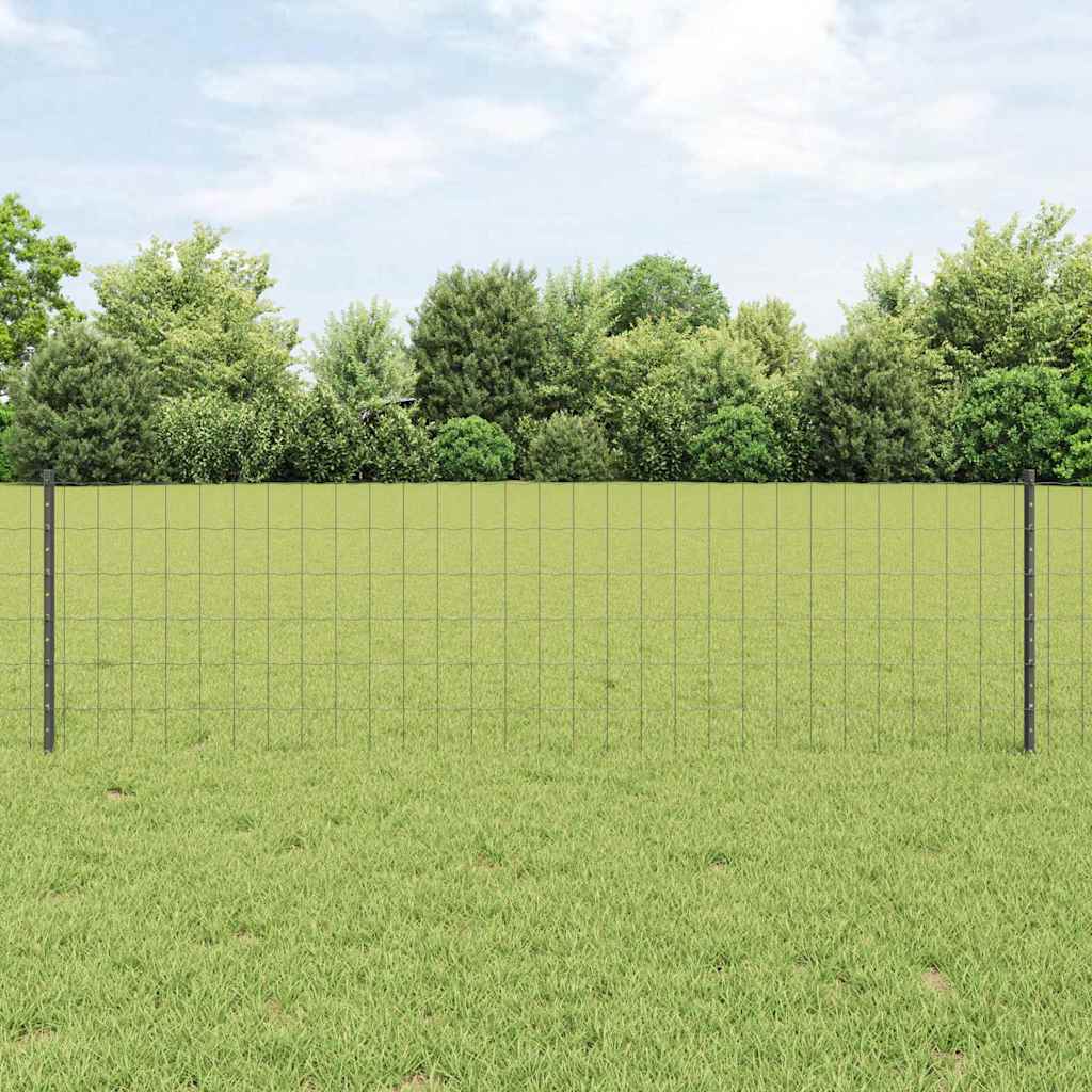 Recinzione con Posto Grigio 0,6 x 10 m Acciaio e PVC