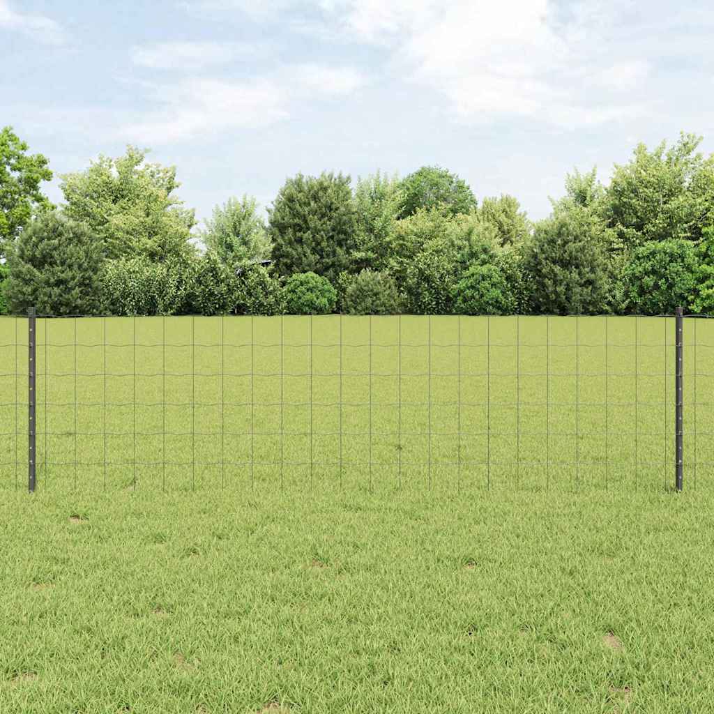 Recinzione con Posto Grigio 0,6 x 10 m Acciaio e PVC
