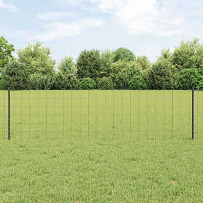 Recinzione con Posto Grigio 0,6 x 10 m Acciaio e PVC