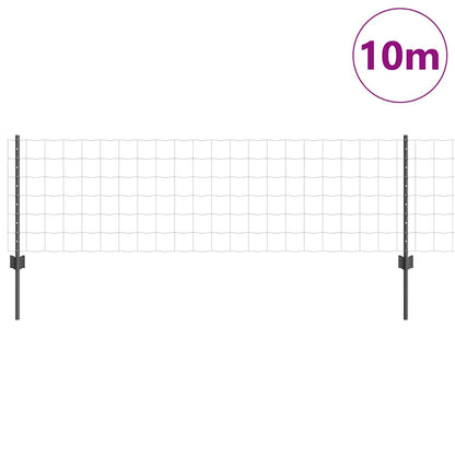 Recinzione con Posto Grigio 0,6 x 10 m Acciaio e PVC