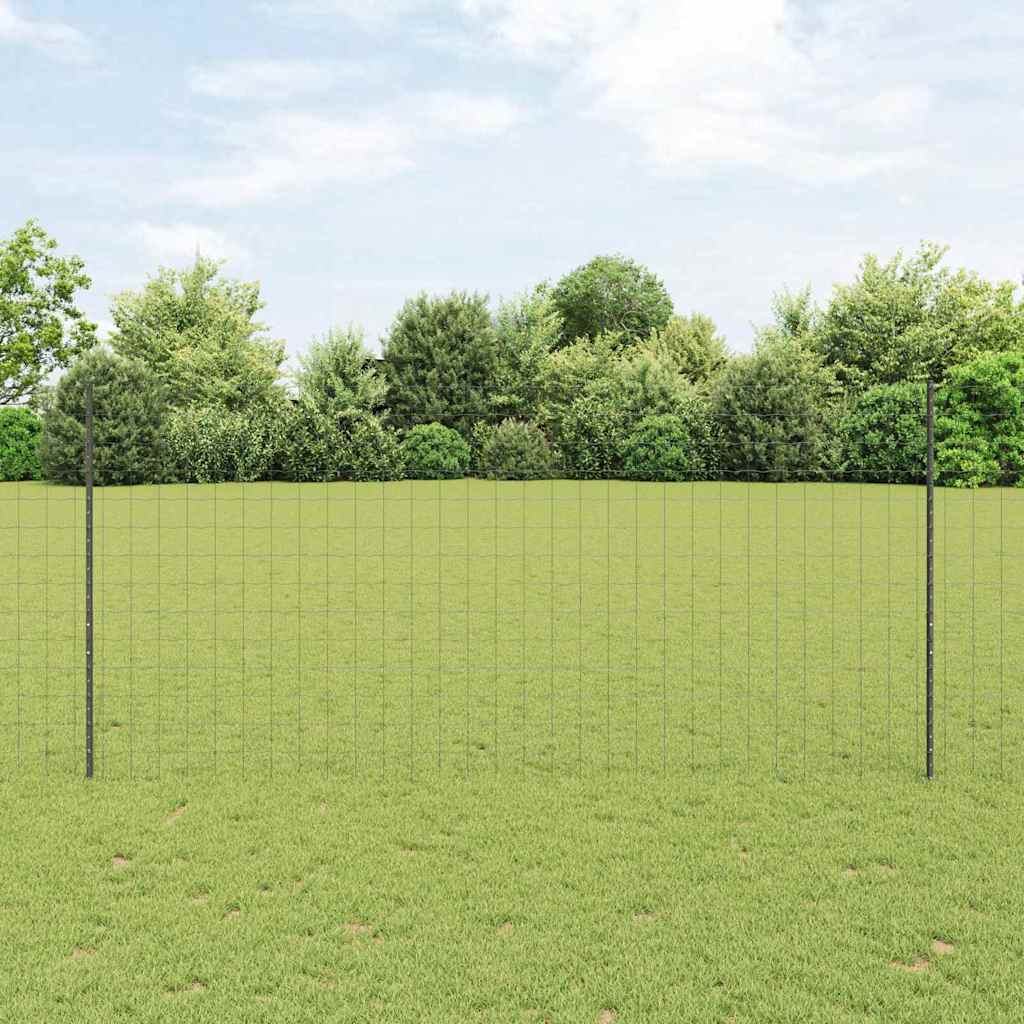 Recinzione con Posto Grigio 1,4 x 10 m Acciaio e PVC