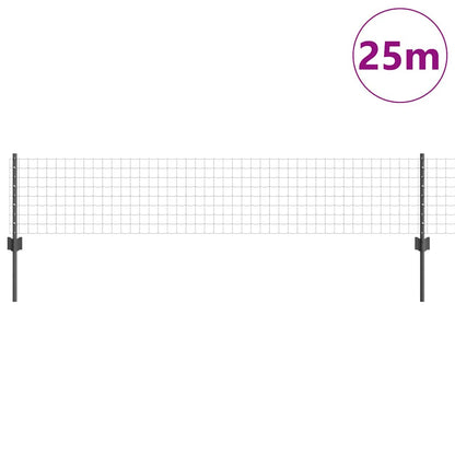 Recinzione con Posto Grigio 0,4 x 25 m Acciaio e PVC